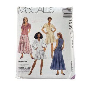 90s McCalls 7589 Sewing Pattern Size E 14-16-18 Jacket Vest Skirt Vintage UNCUT